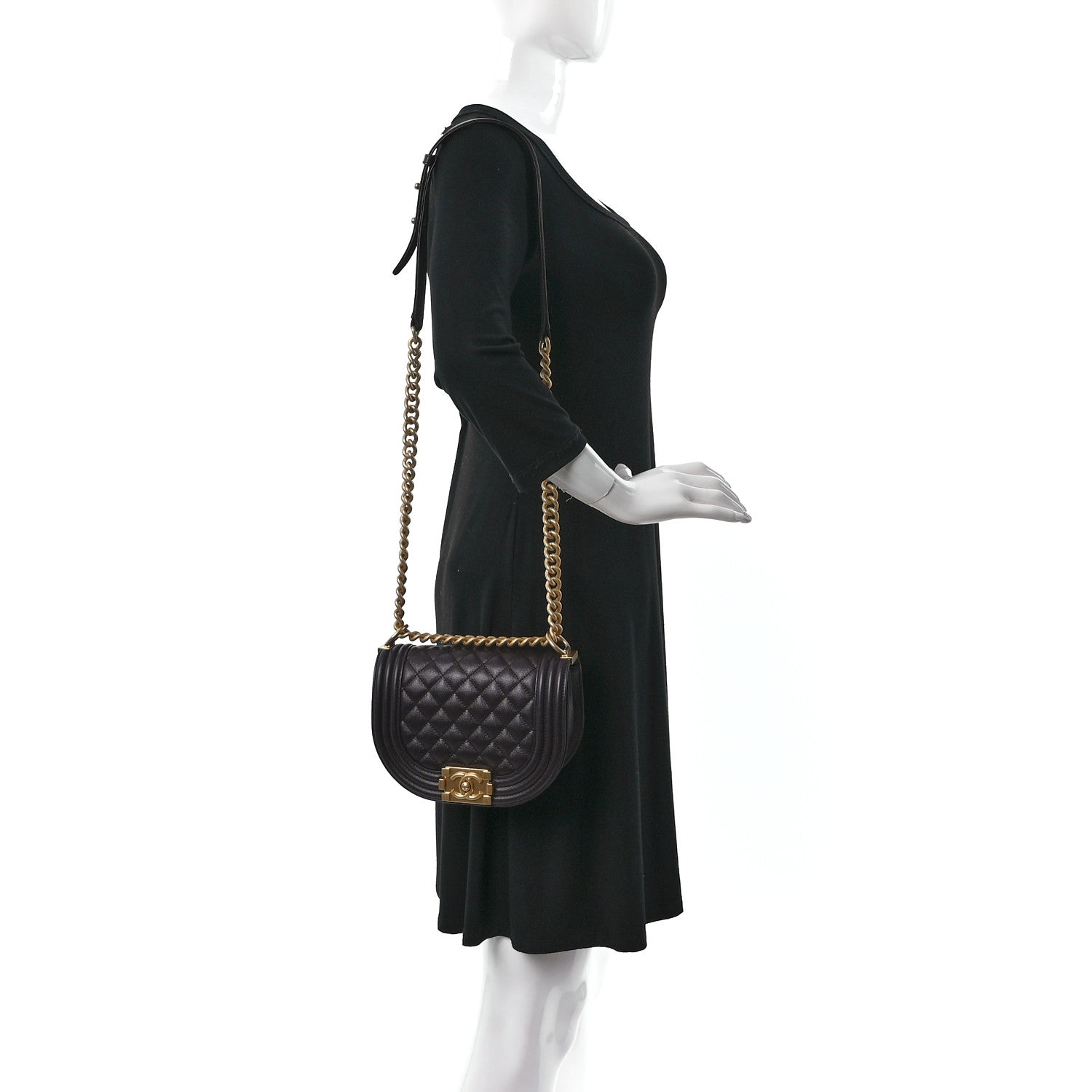 Chanel Caviar Quilted Small Boy Messenger Bag Brown 2 of 9