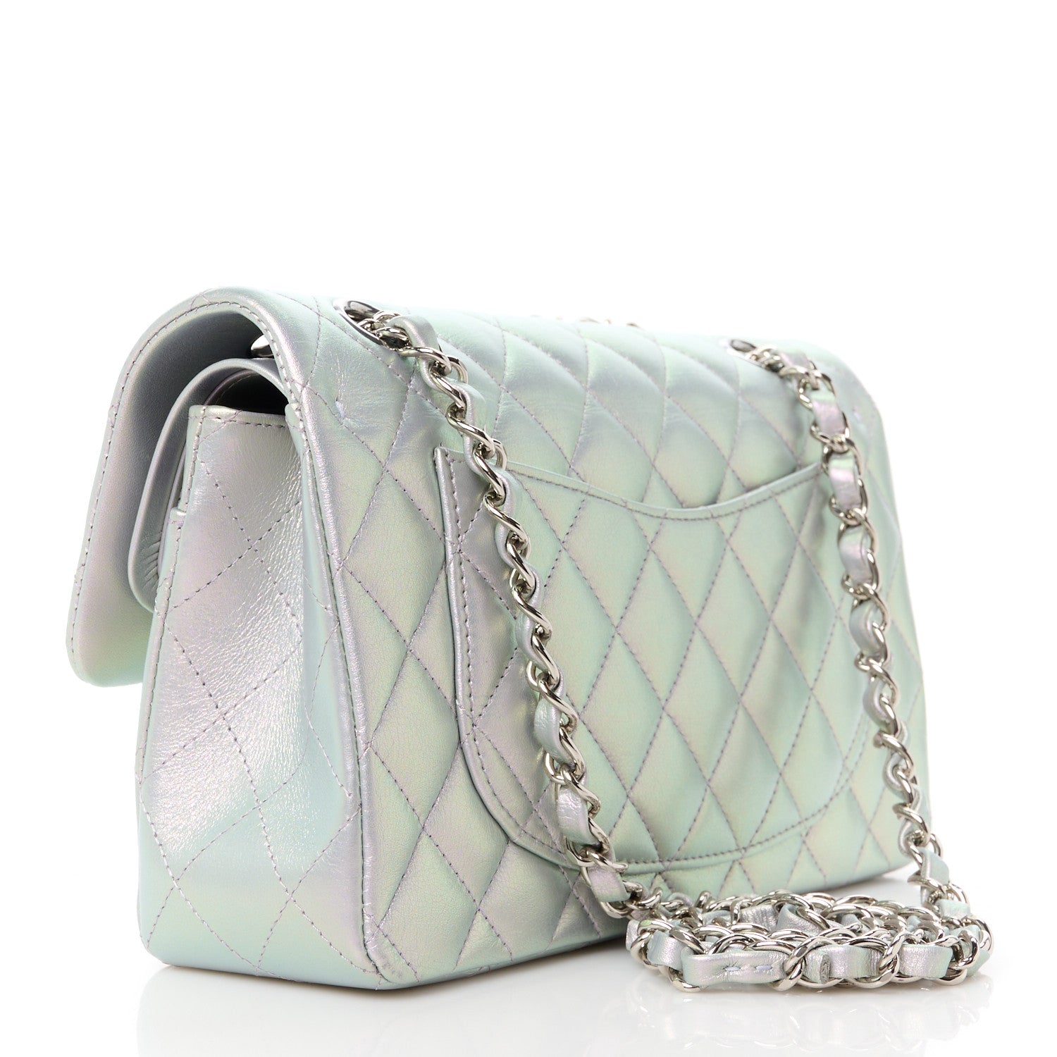 Chanel Iridescent Calfskin Quilted Small Double Flap Light Purple 3 of 12
