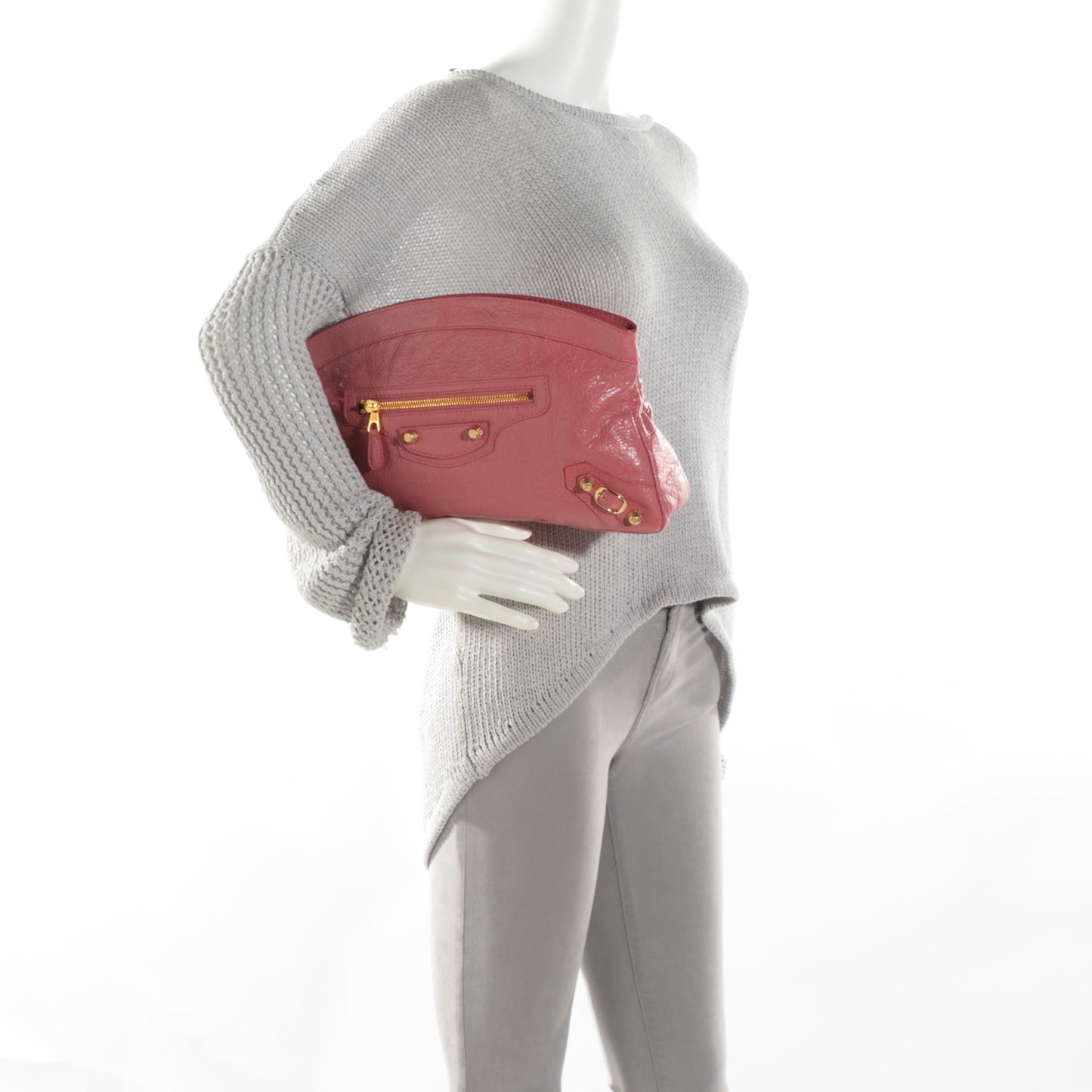 Agneau Giant 12 Gold Hardware Premier Clutch Rose Bonbon