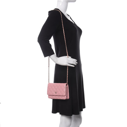 Chanel Iridescent Caviar Quilted Wallet on Chain WOC Rose Pink 2 of 11