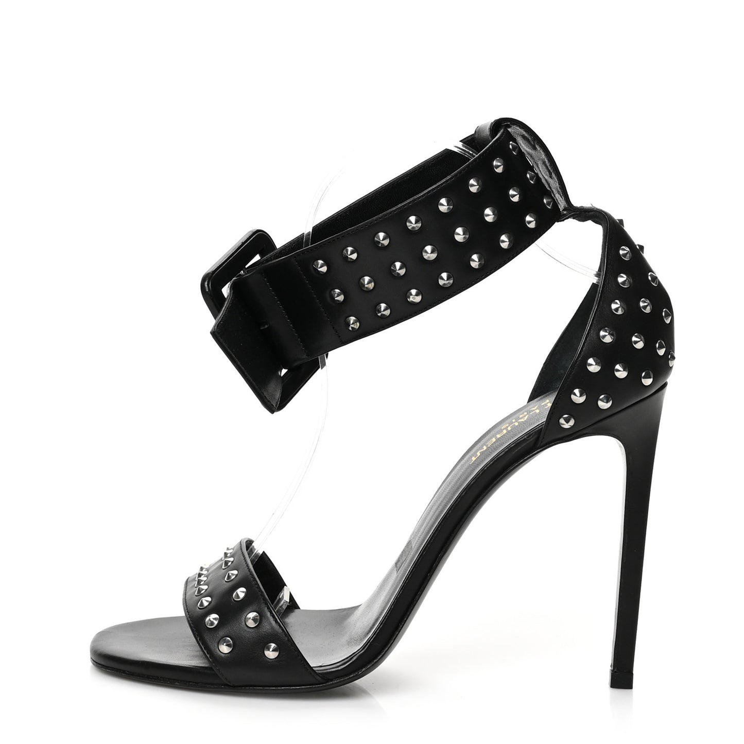 Calfskin Studded Jane 105 Ankle Strap Sandals 41 Black