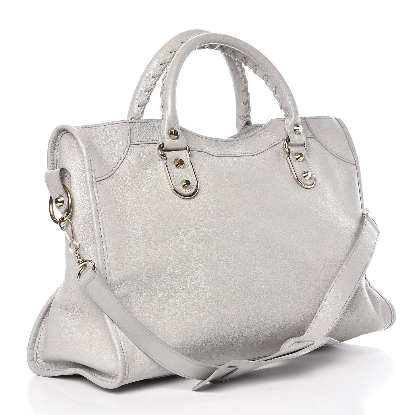 Chevre Gold Metallic Edge Hardware City Gris Perle