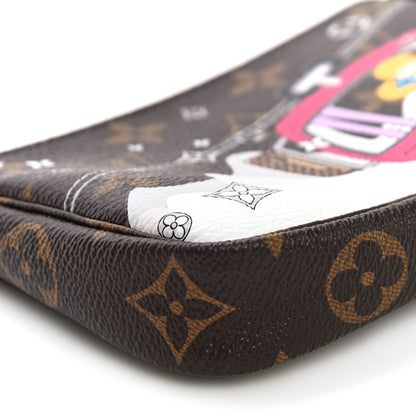 Louis Vuitton Monogram 2019 Christmas Animation Mini Courchevel Pochette Accessories Fuchsia 9 of 11