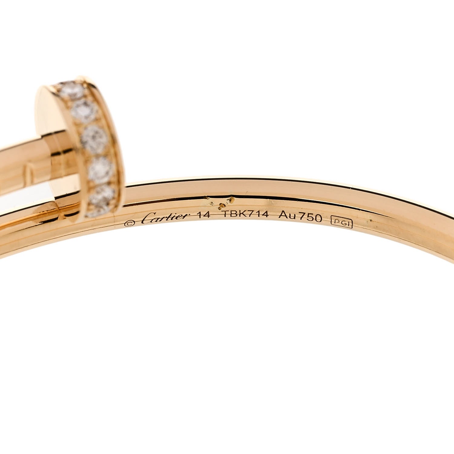 Cartier 18K Yellow Gold Diamond Small Juste Un Clou Bracelet 14 3 of 4