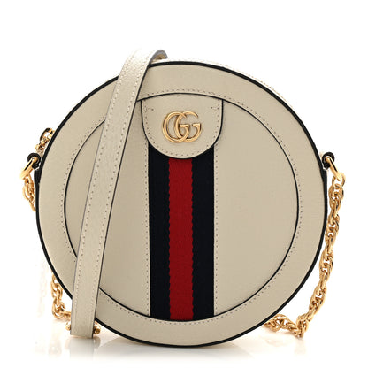 Gucci Textured Calfskin Web Mini Ophidia Round Shoulder Bag Mystic White 1 of 10