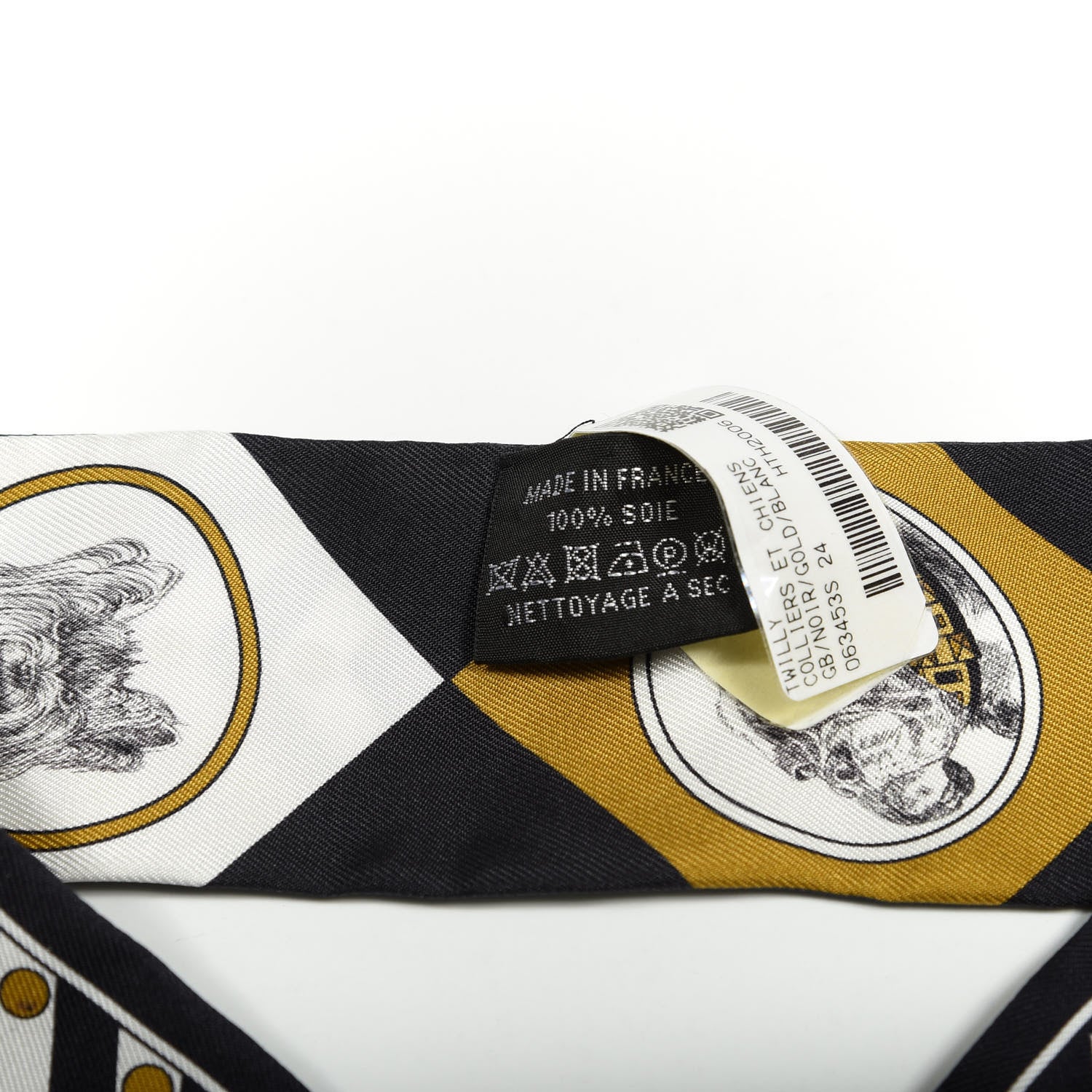 Hermes Silk Colliers Et Chiens Twilly Black Gold White 2 of 3