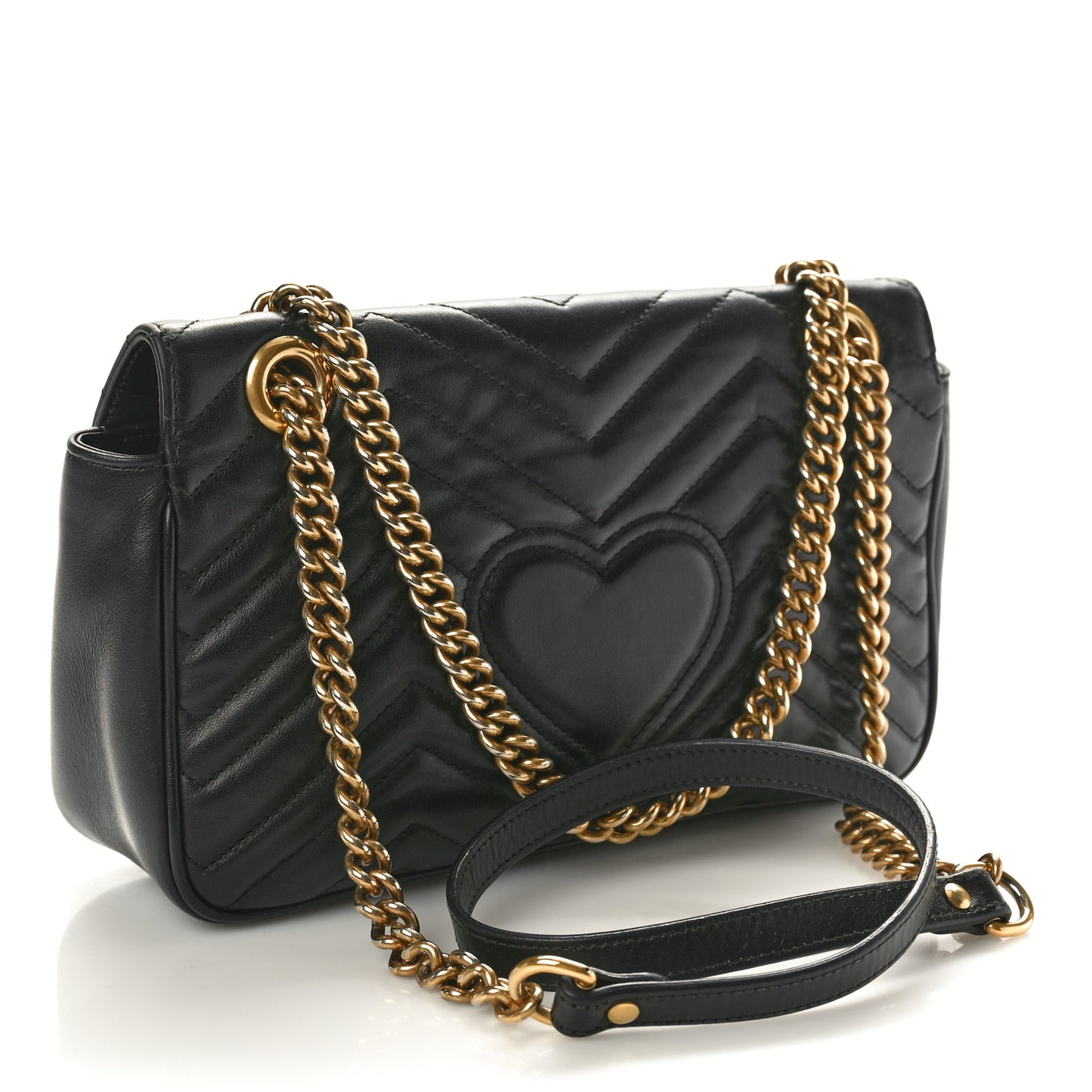 Calfskin Matelasse Small GG Marmont Shoulder Bag Black