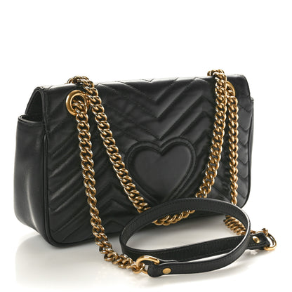 Gucci Calfskin Matelasse Small GG Marmont Shoulder Bag Black 3 of 11