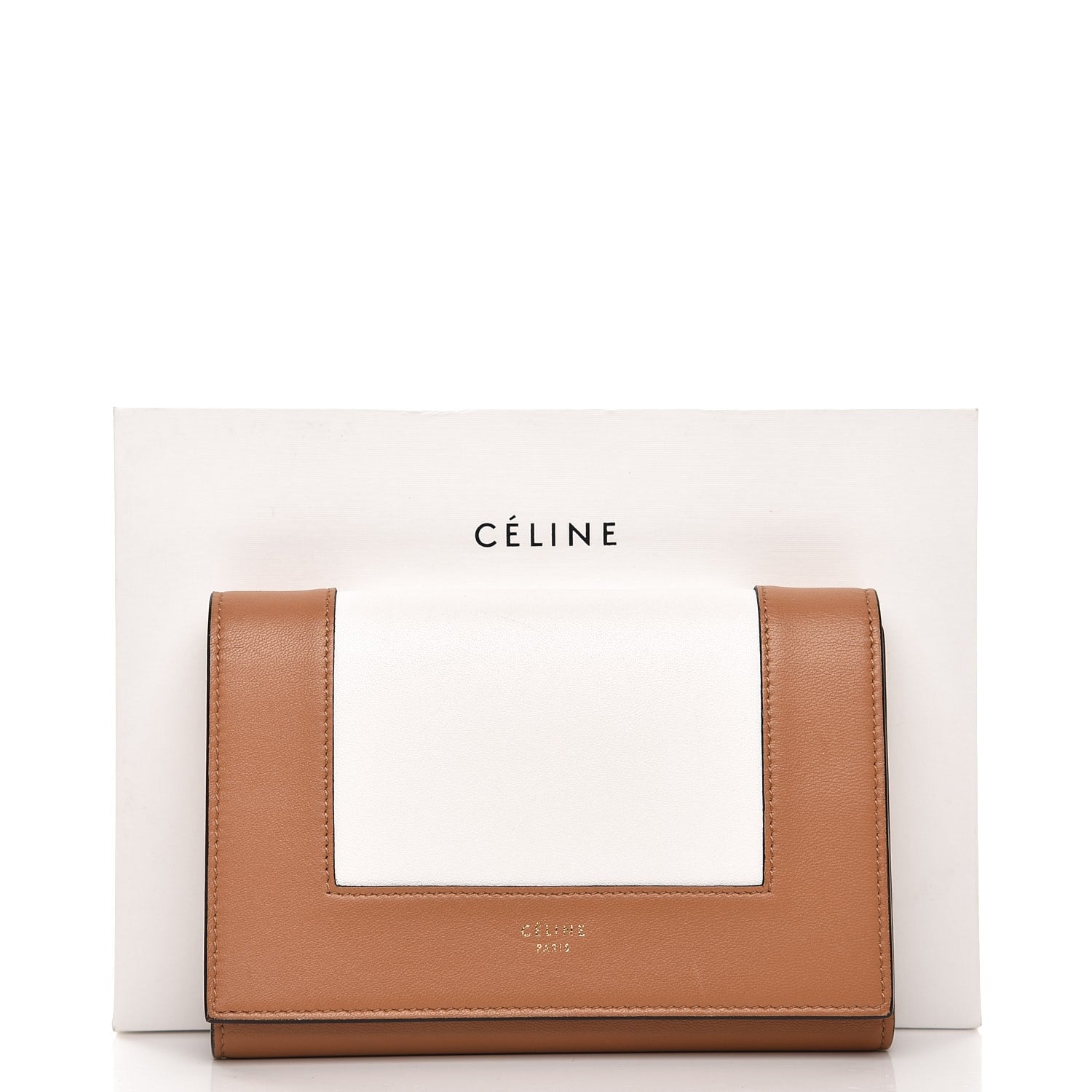 Celine Smooth Lambskin Medium Frame Multifunction Wallet Tan Optic White 10 of 10