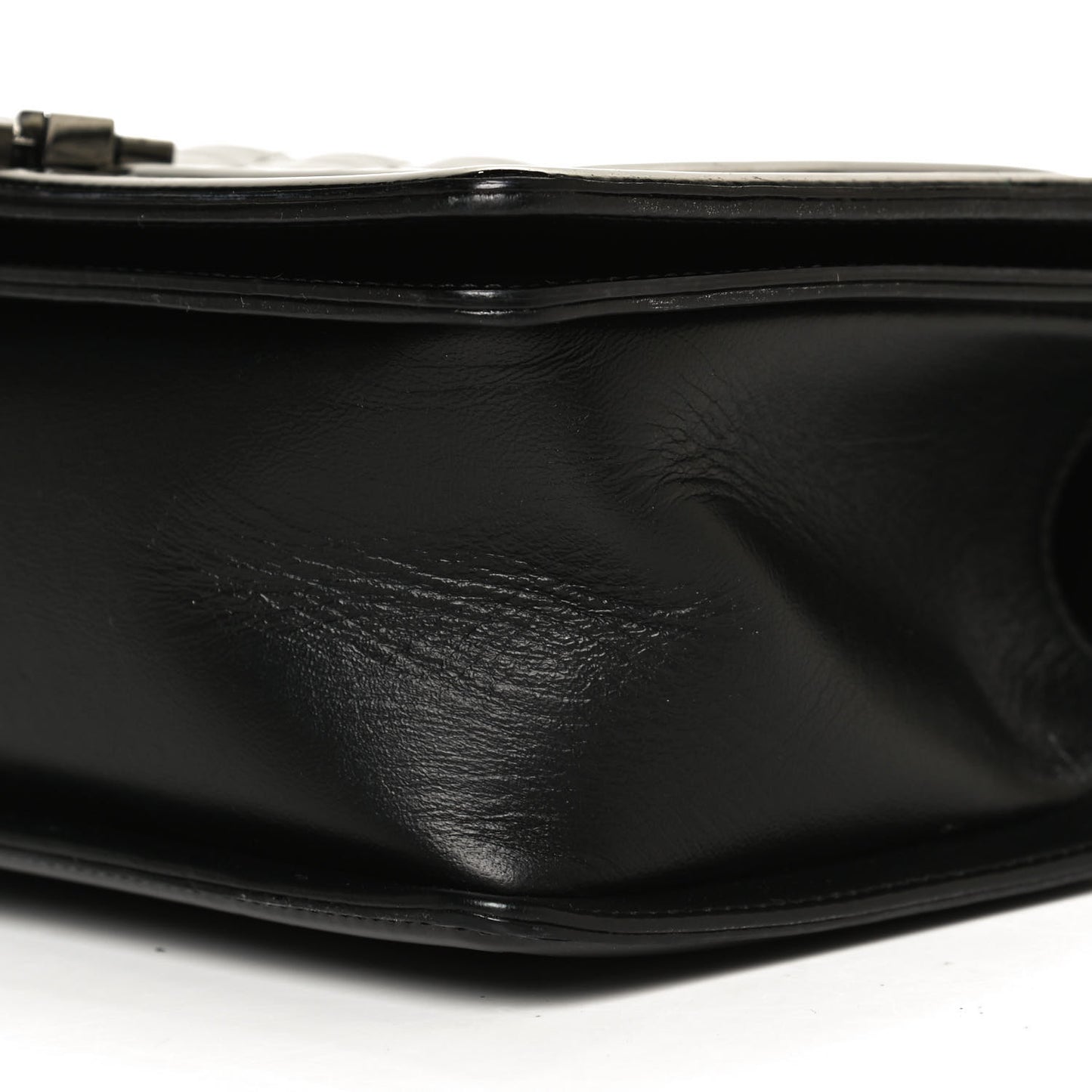 Patent Calfskin Quilted Medium Boy Flap Black