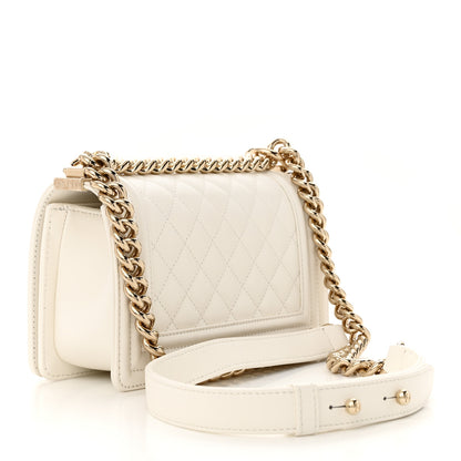 Chanel Caviar Quilted Small Boy Flap White 3 of 11