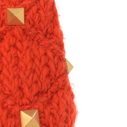 Valentino Garavani Wool Woven Small Roman Stud The Handle Bag Titian 16 of 16