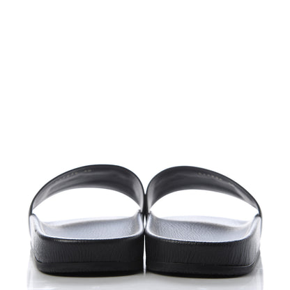 Balenciaga Nappa Political Campaign Logo Mens Pool Slide Sandals 40 Black White Vermillon 6 of 8
