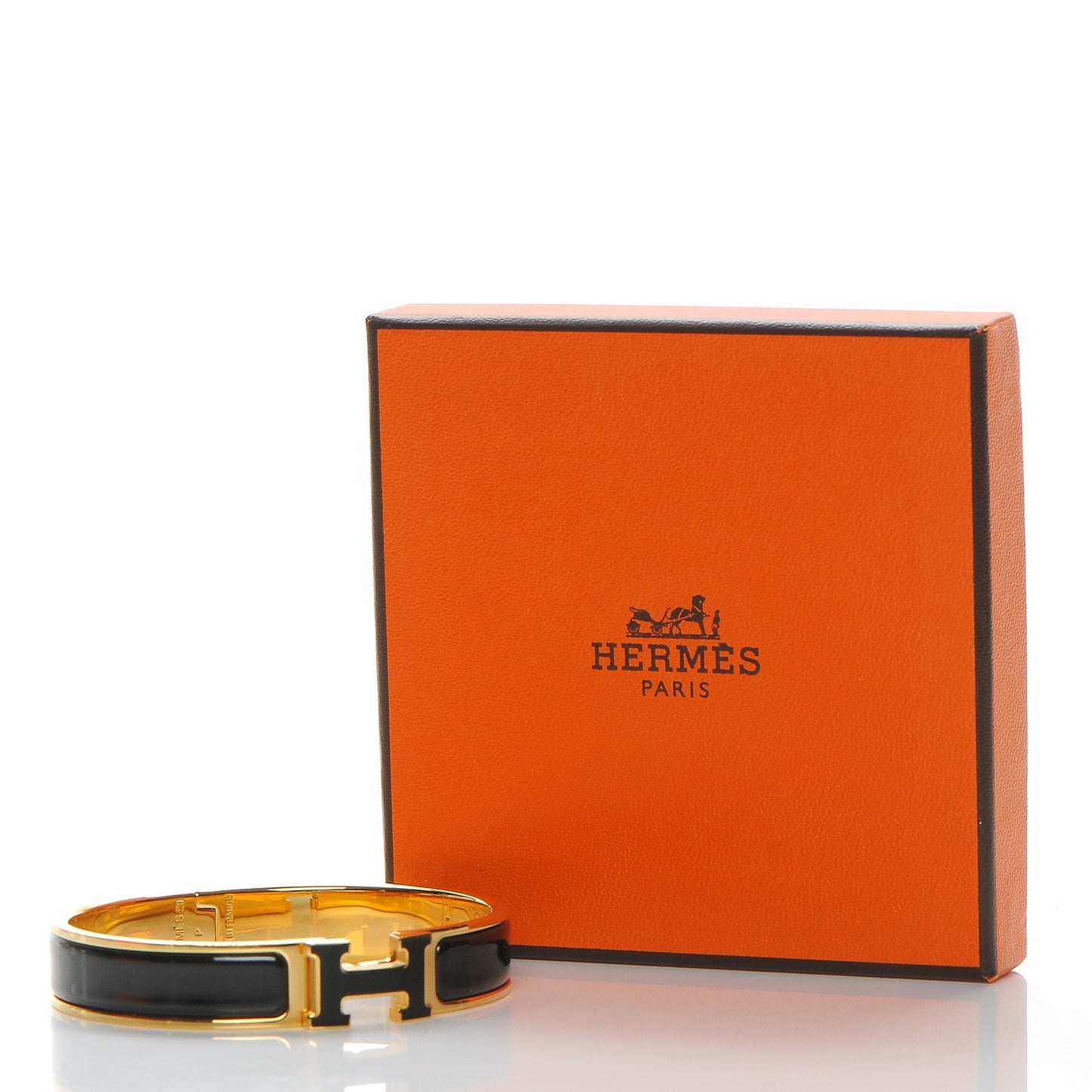 Enamel Narrow Clic Clac H Bracelet GM Black