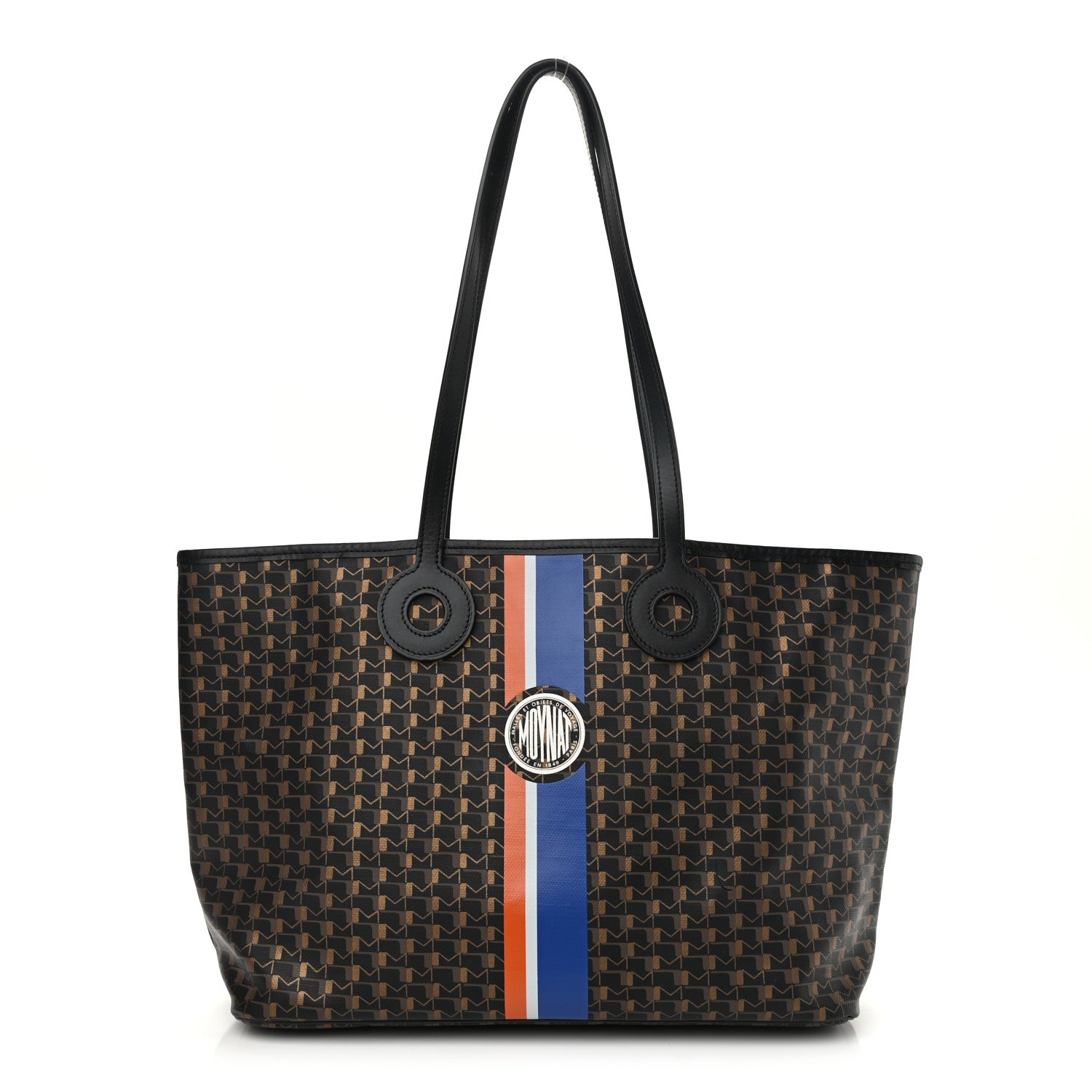 Moynat Grained Calfskin Canvas 1920 Oh! Tote Ruban GM Carbon Bronze 1 of 12