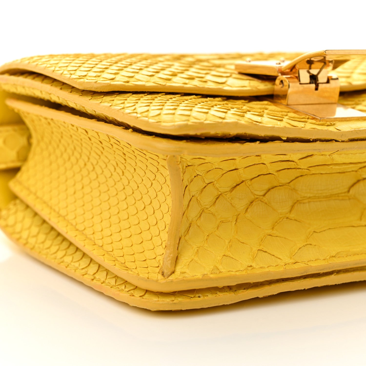 Celine Snakeskin Small Classic Box Flap Bag Yellow 1654337