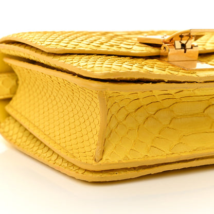 Celine Snakeskin Small Classic Box Flap Bag Yellow 8 of 10