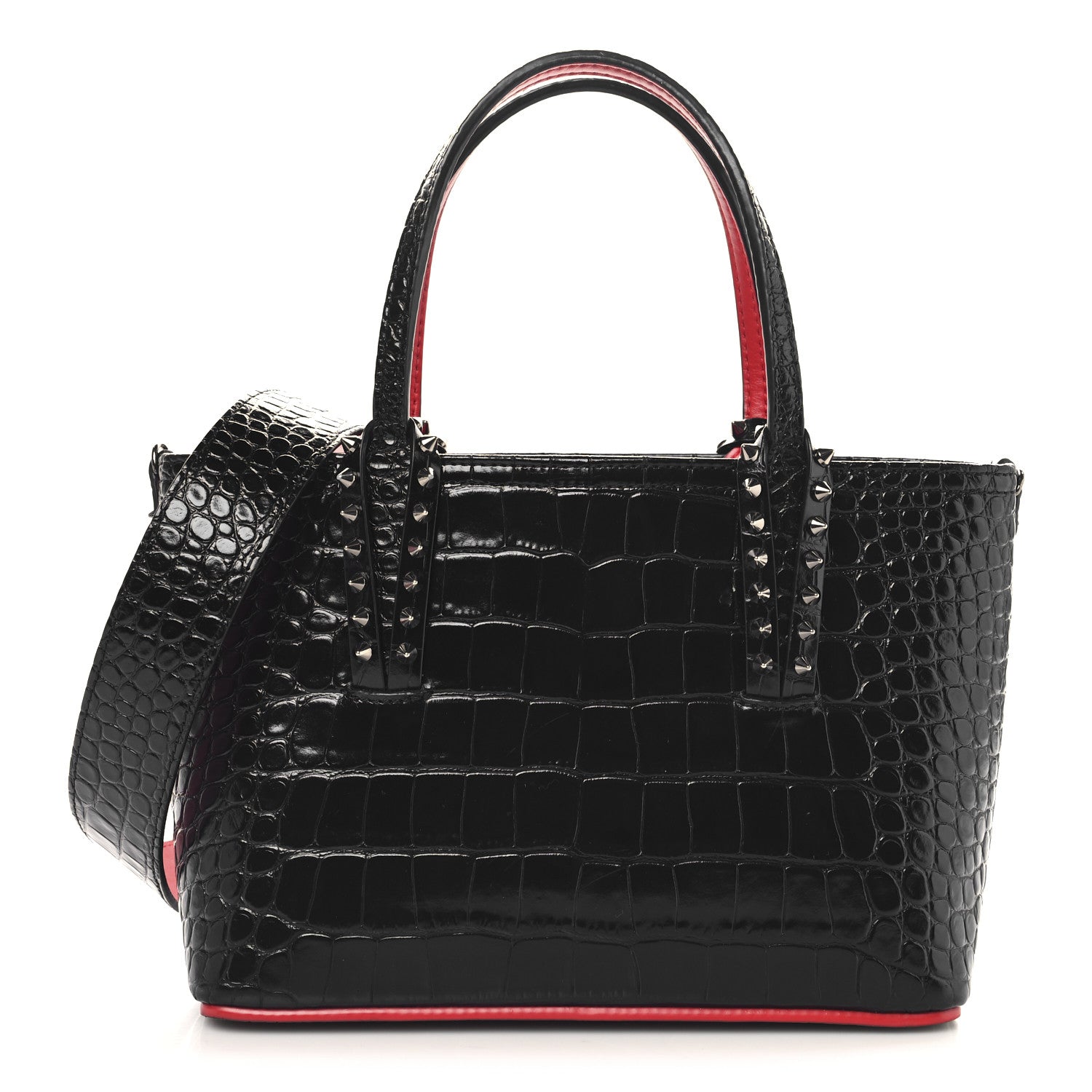 Christian Louboutin Calfskin Crocodile Embossed Mini East West Cabata Tote Black 1 of 10
