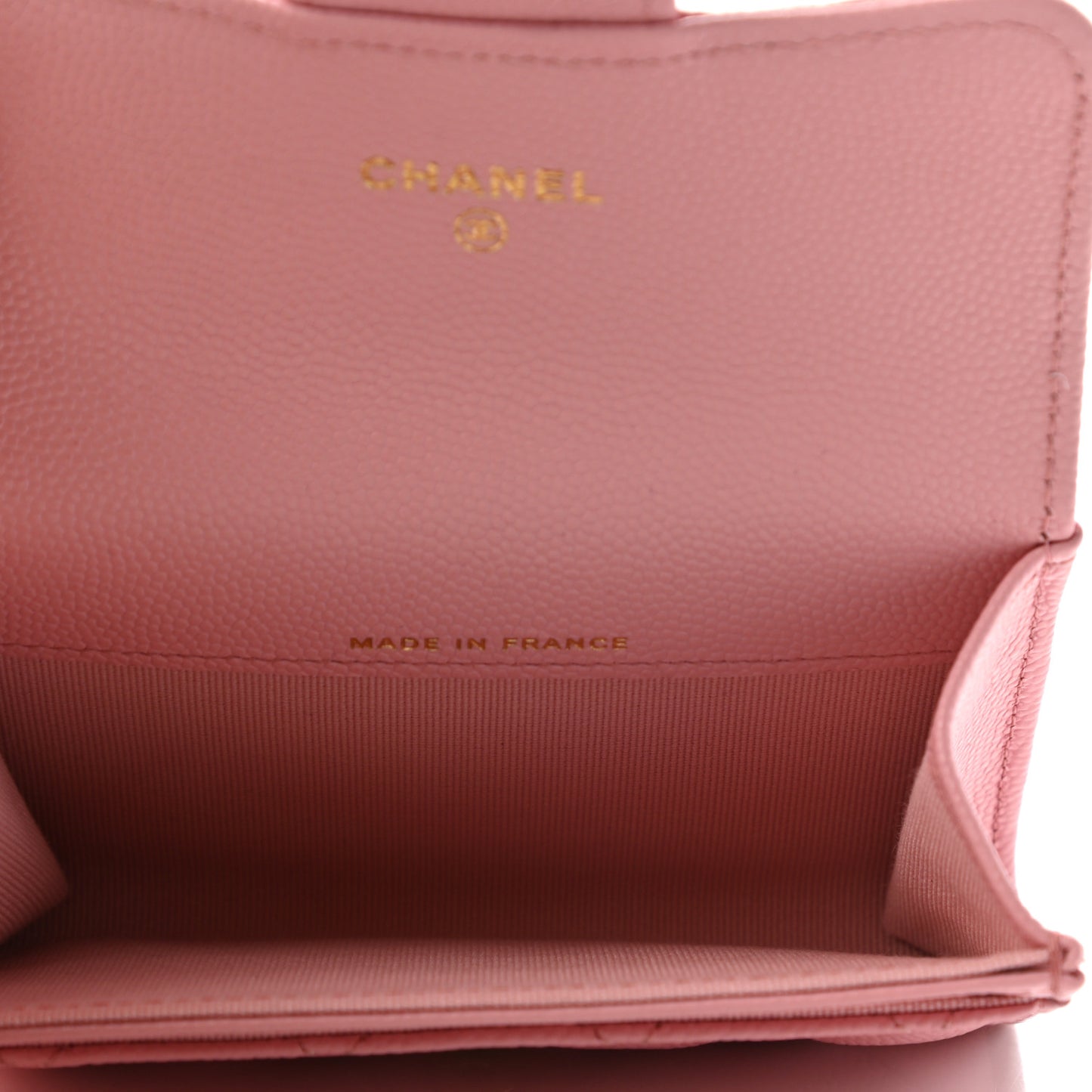 Caviar Quilted Flap Card Holder Wallet Light Pink