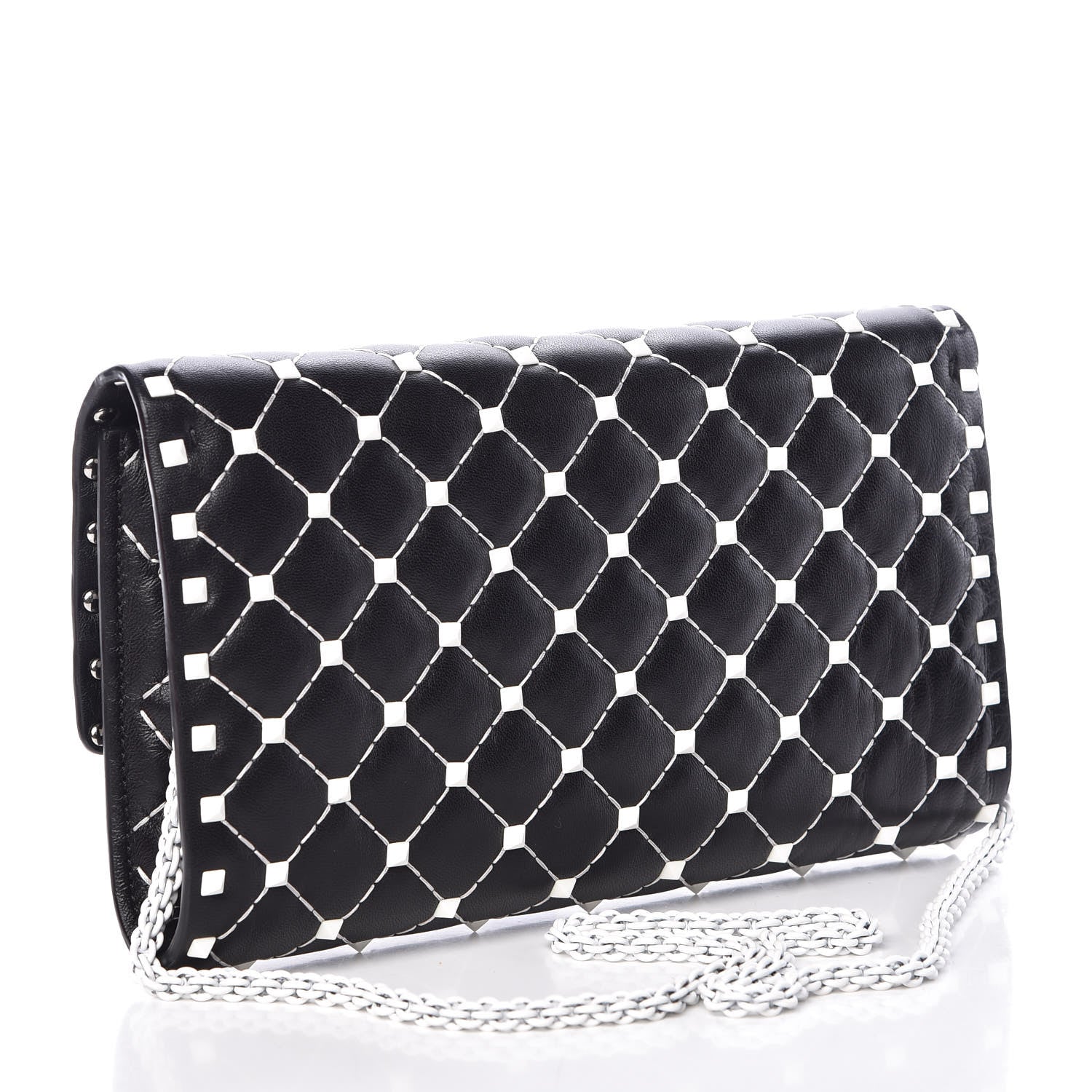 Valentino Garavani Lambskin Free Rockstud Spike Wallet On Chain Black 3 of 6