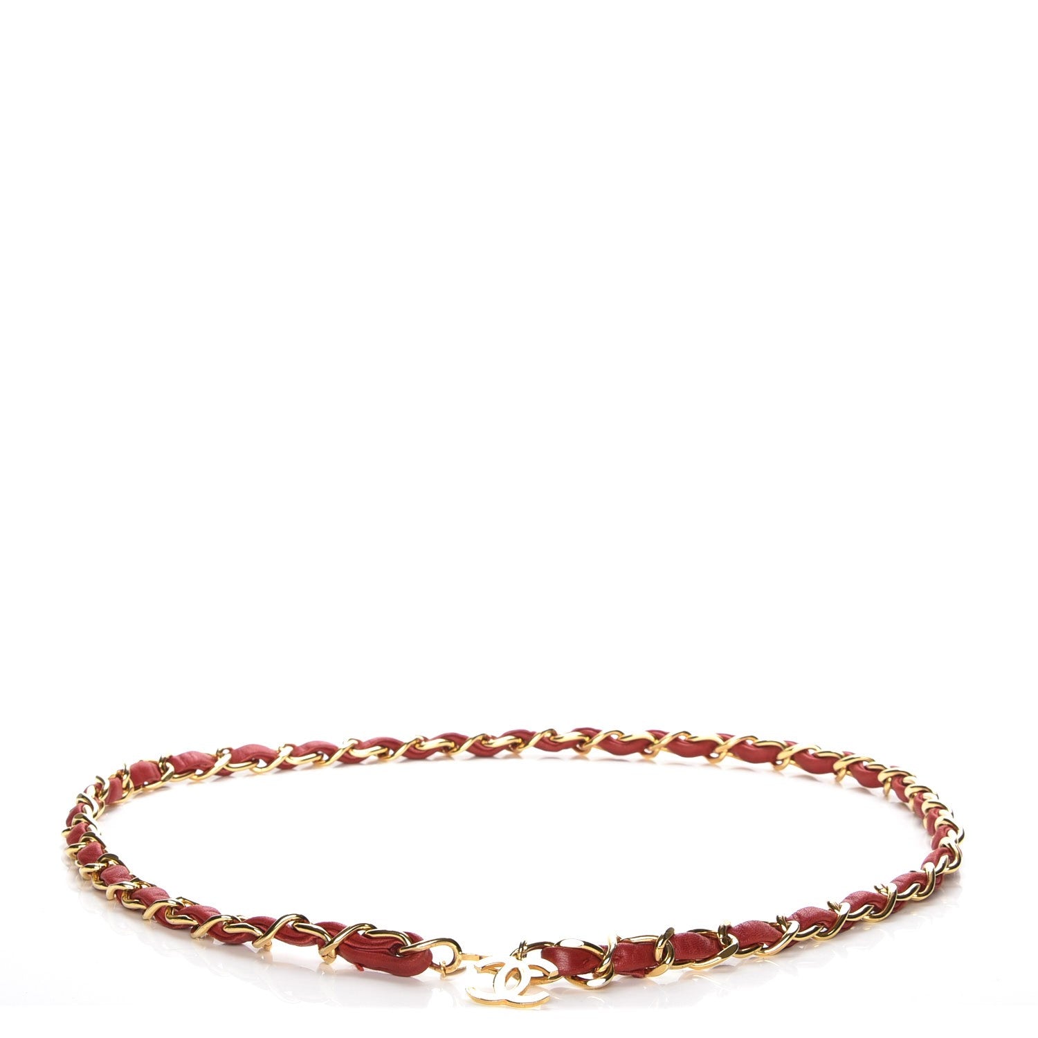Chanel Lambskin CC Chain Belt Red Gold 1 of 7