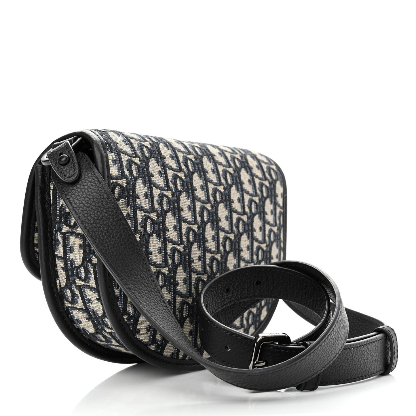 Oblique Grained Calfskin Mini Gallop Bag With Strap Black Beige