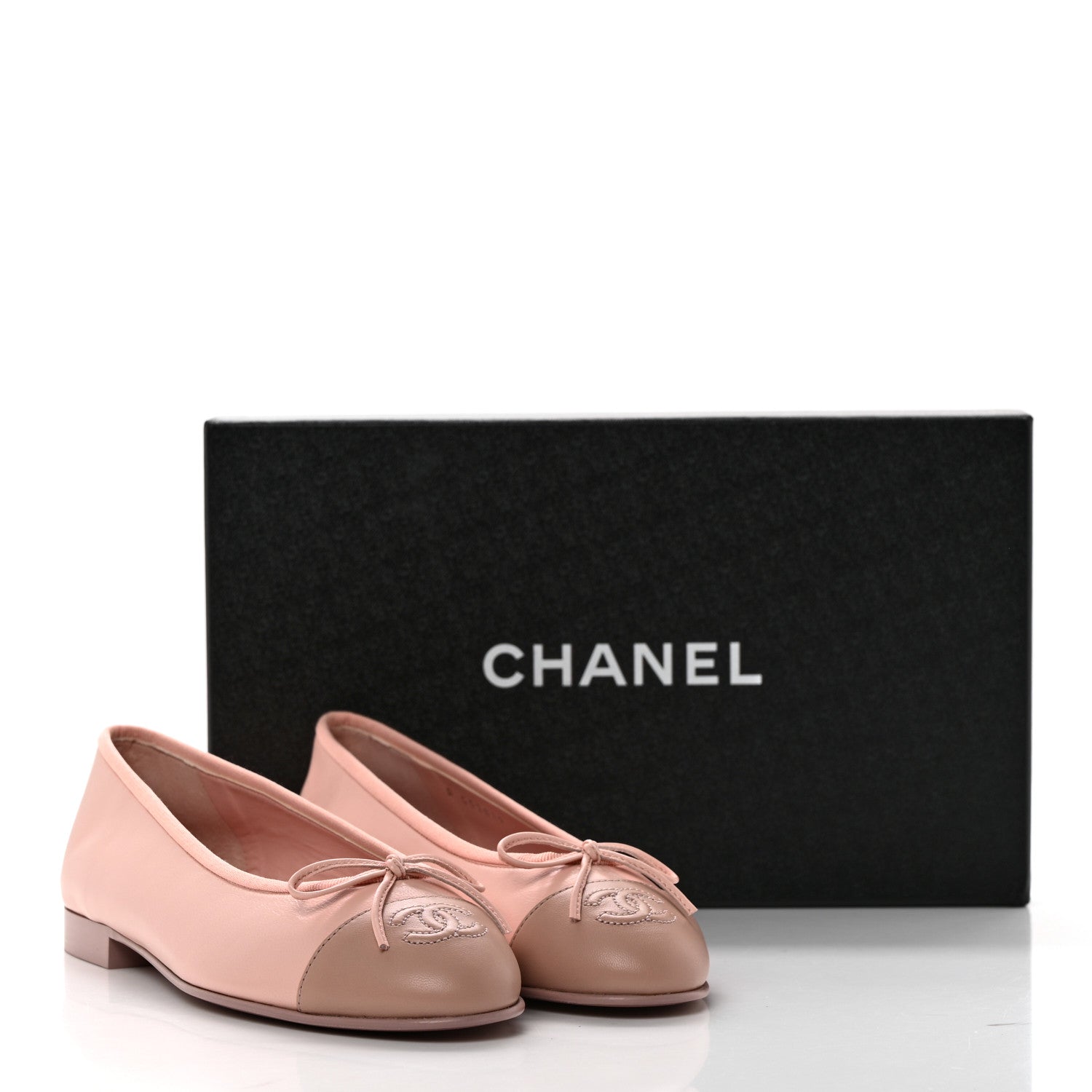 Chanel Lambskin Cap Toe CC Ballerina Flats 37 Light Pink Dark Pink 10 of 10
