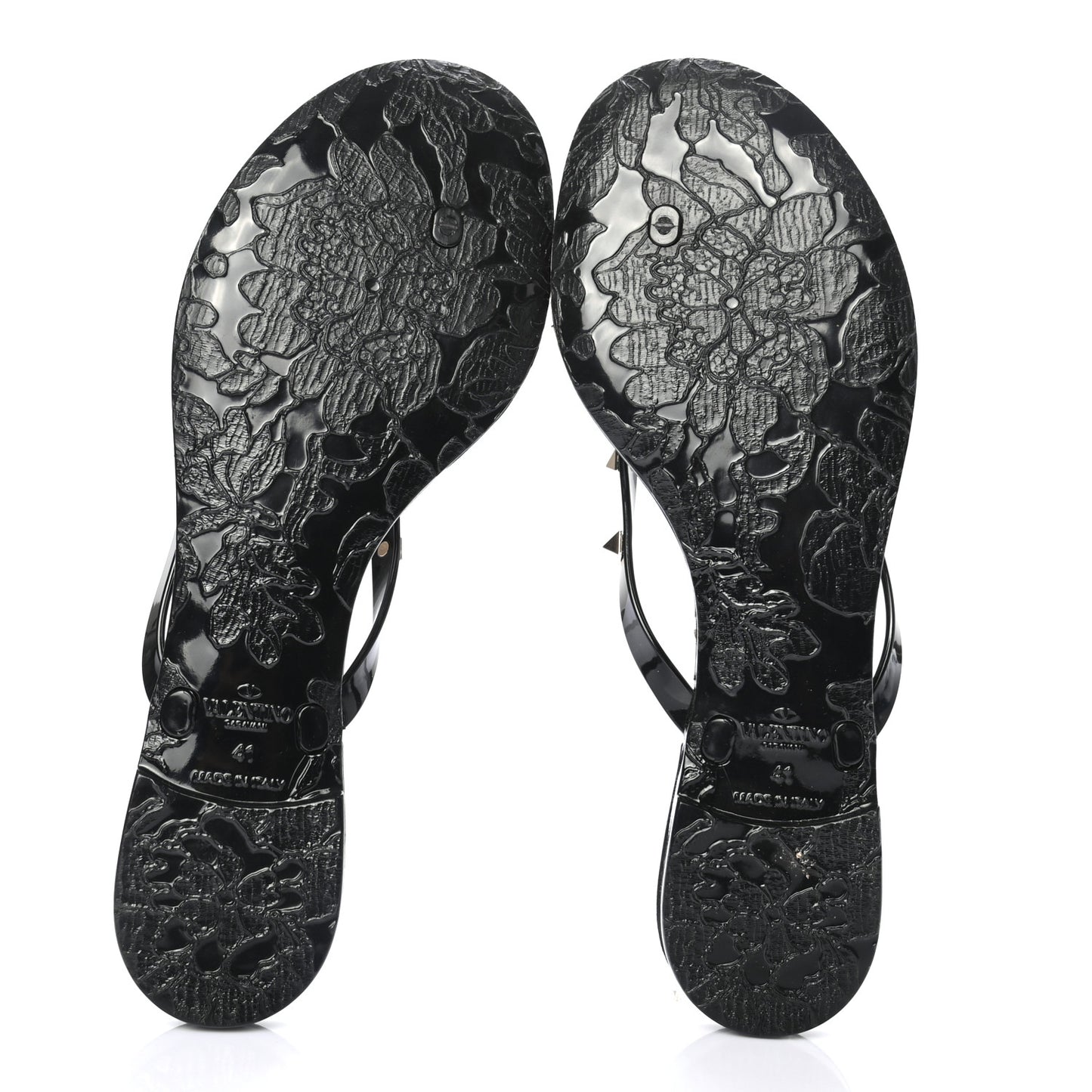 PVC Jelly Rockstud Bow Thong Sandals 41 Black