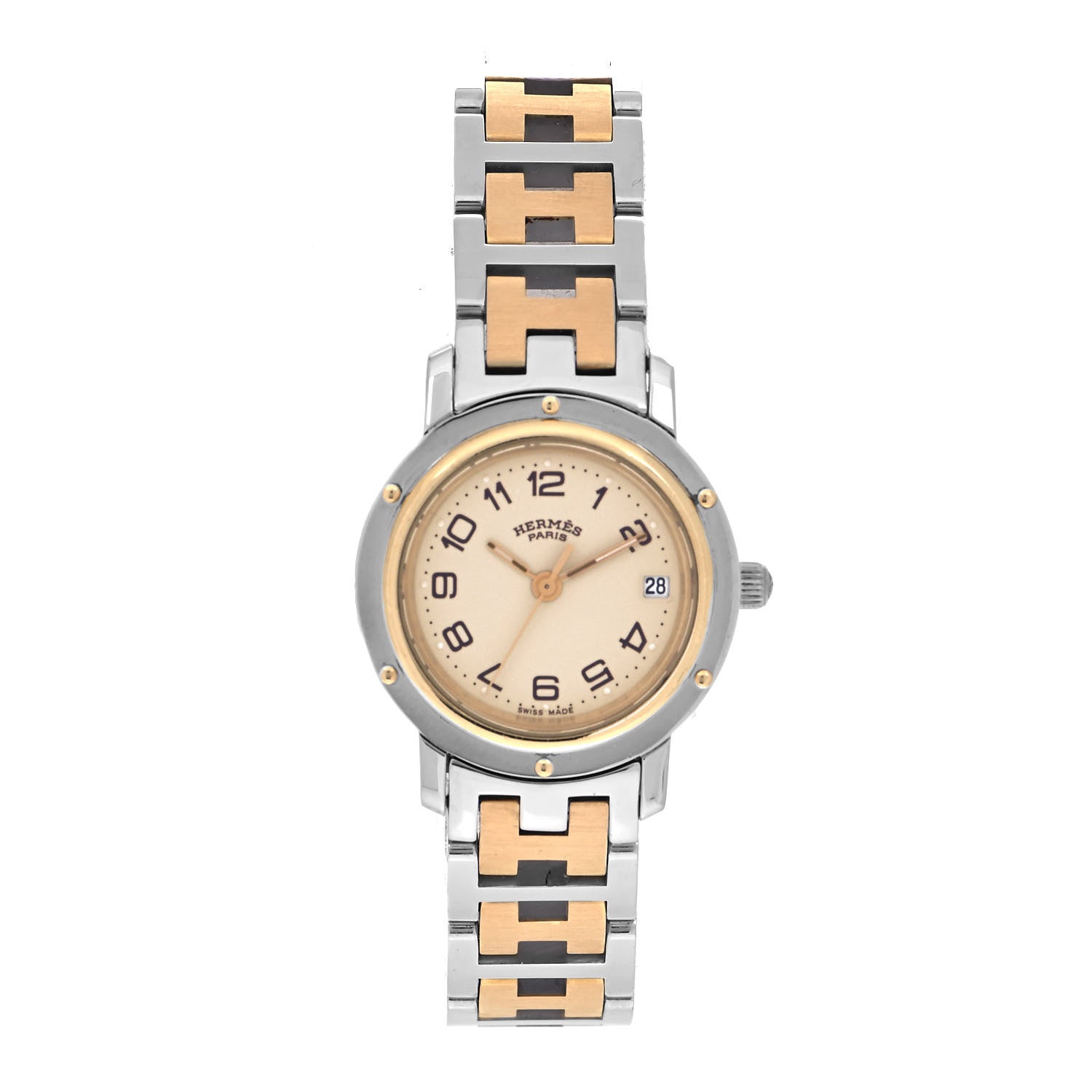 Hermes Stainless Steel 24mm Clipper Quartz Watch Gold 1 of 4