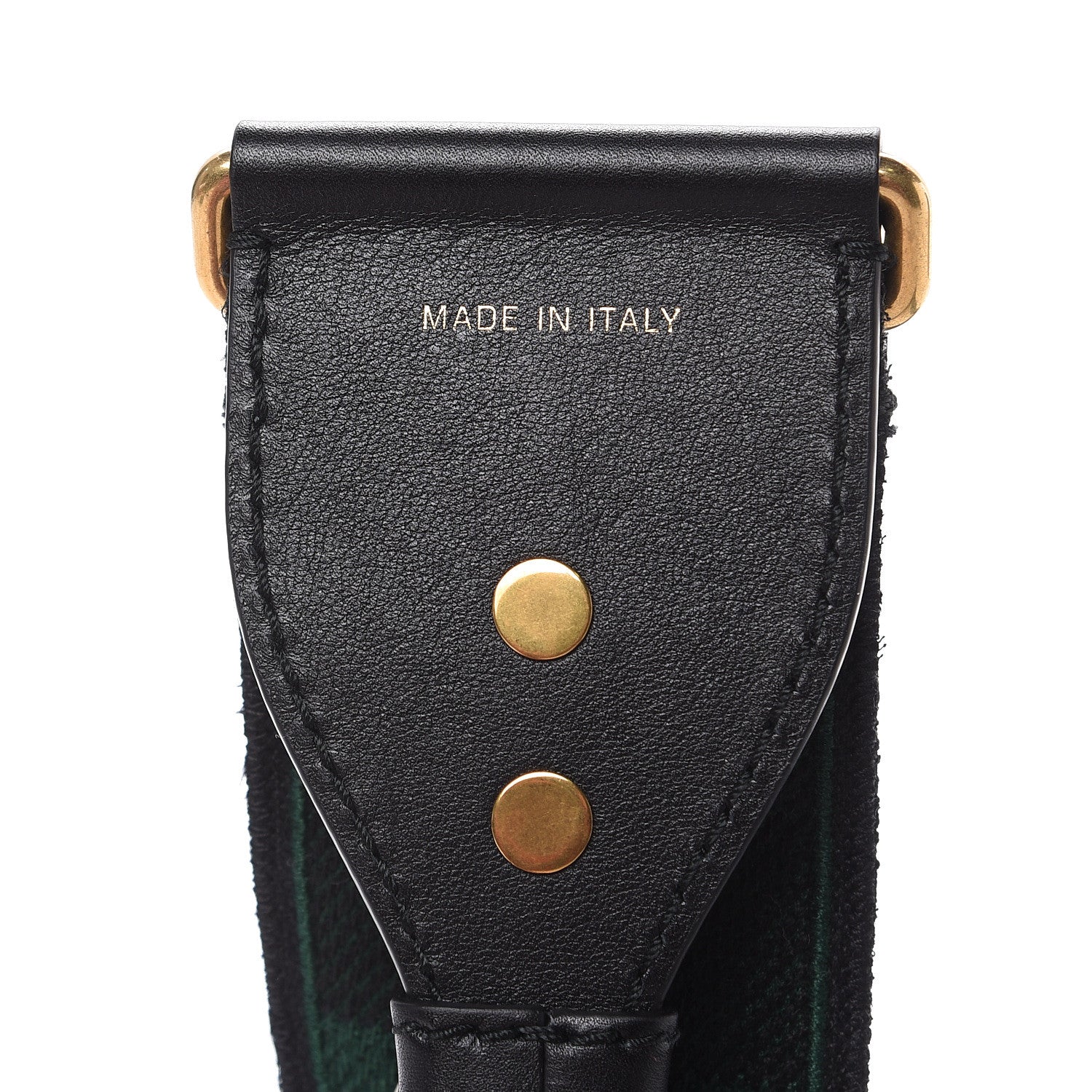 Christian Dior Canvas Embroidered Studded Checkered Shoulder Strap Green 4 of 5