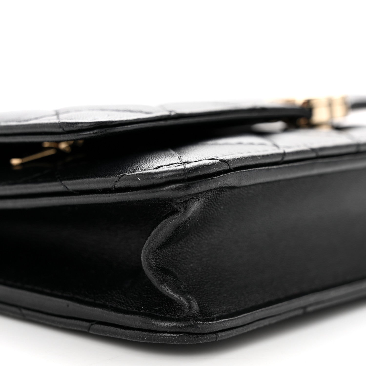 Chanel Lambskin Quilted Top Handle Wallet On Chain WOC Black 9 of 10