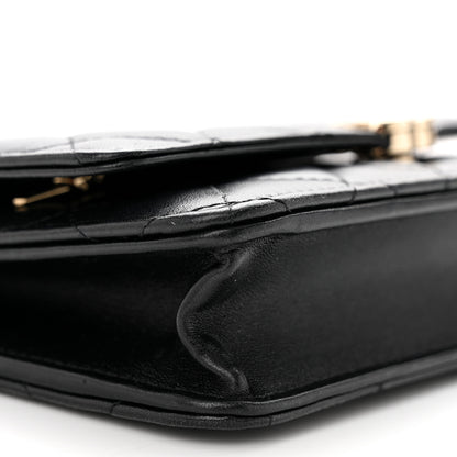 Chanel Lambskin Quilted Top Handle Wallet On Chain WOC Black 9 of 10