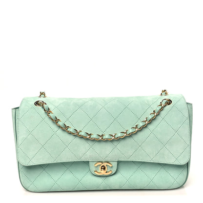 Chanel Suede Calfskin Small Souplissimo Maxi Flap Green 1 of 11