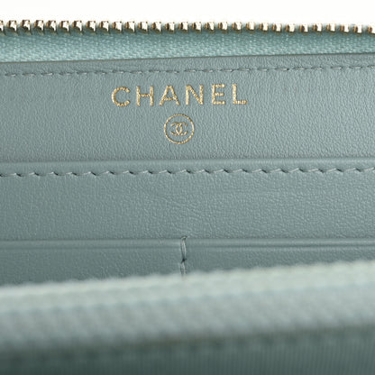 Chanel Caviar Quilted Large Filigree Zip Around Wallet Blue 6 of 13
