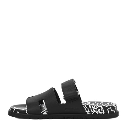 Hermes Epsom Calfskin Graff Hermes Mens Chypre Sandals 42 Black 1 of 9