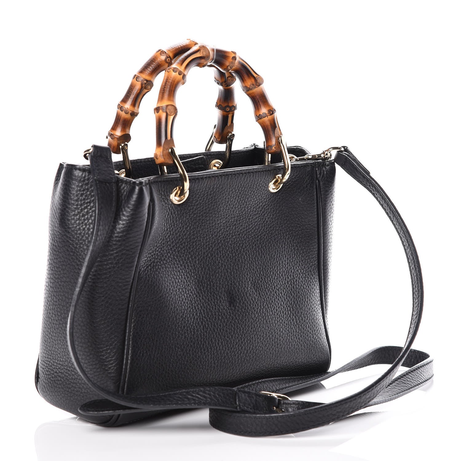 Gucci Cellarius Calfskin Mini Bamboo Shopper Tote Black 3 of 9