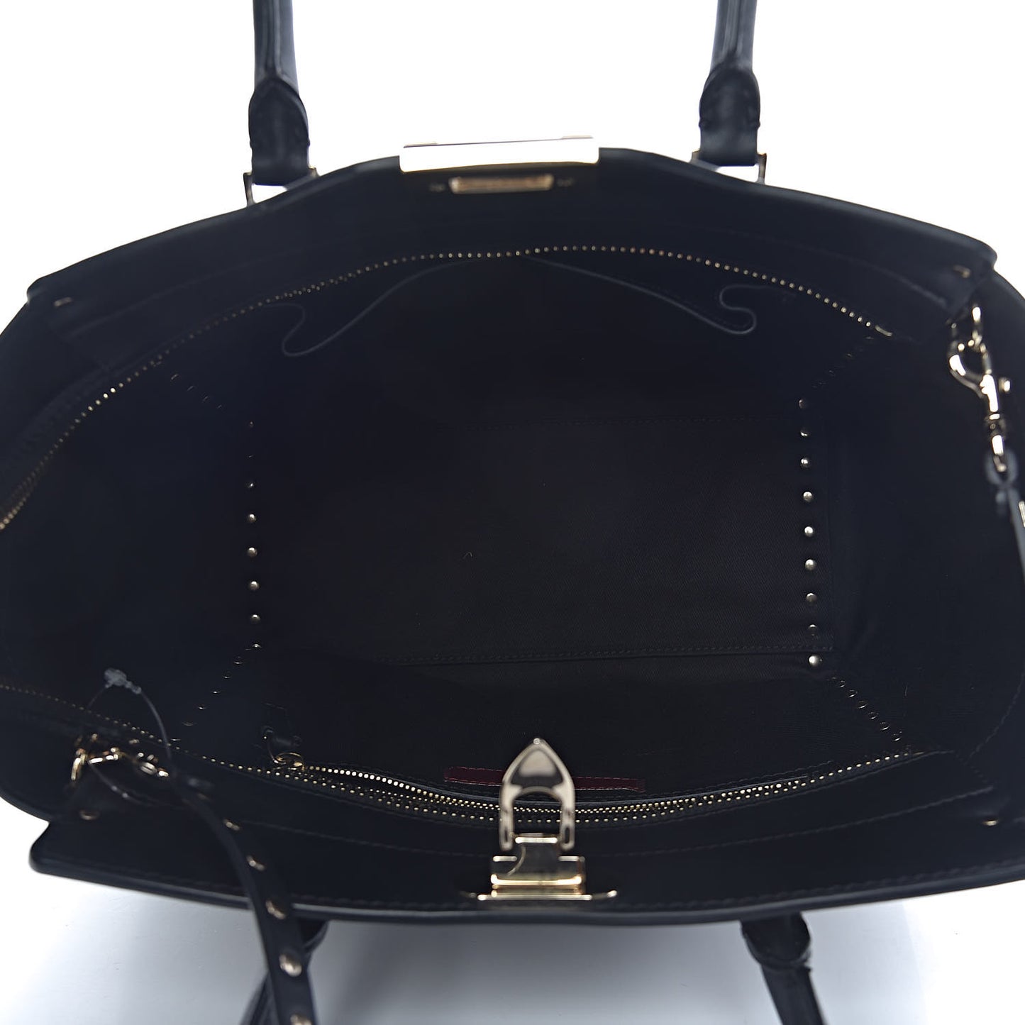 Vitello Rockstud Double Handle Tote Black