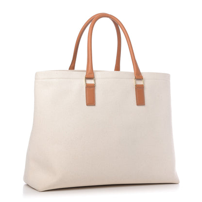 Celine Canvas Calfskin Horizontal Cabas Natural Tan 3 of 10