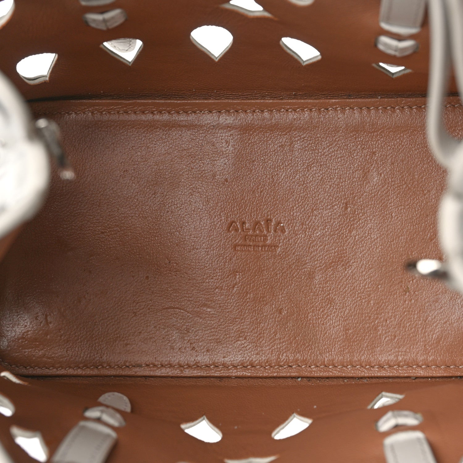 Alaia Calfskin Laser Cut Mina 16 Bag White 5 of 12