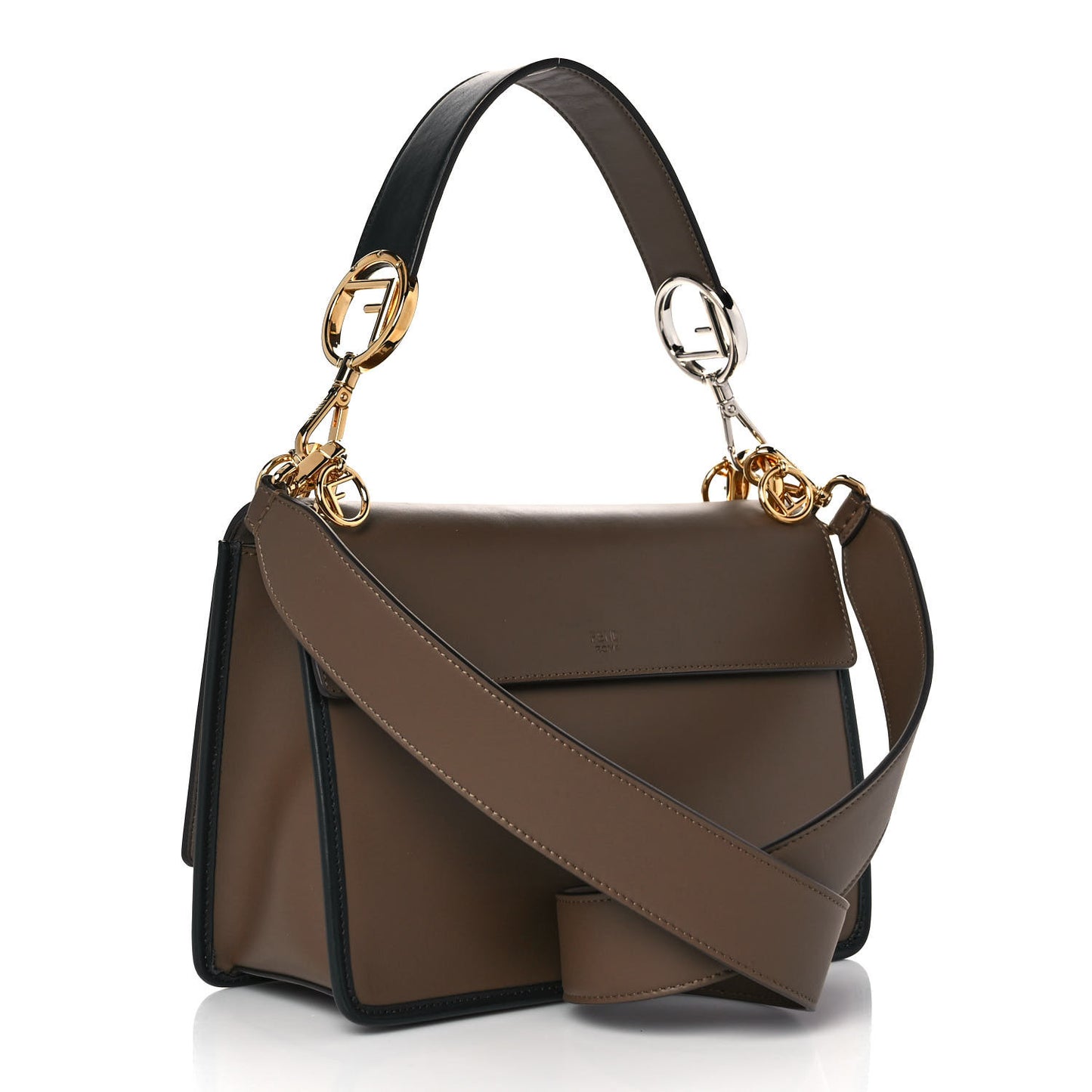 Vitello Century F is Fendi Bi-Color FF 1974 Embossed Kan I Shoulder Bag Maya Black