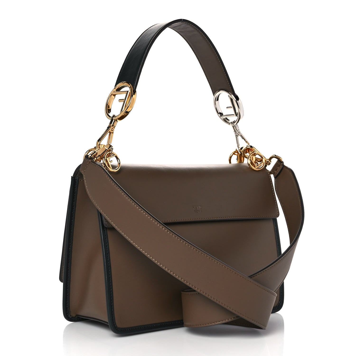 Fendi Vitello Century F is Fendi Bi-Color FF 1974 Embossed Kan I Shoulder Bag Maya Black 2 of 7