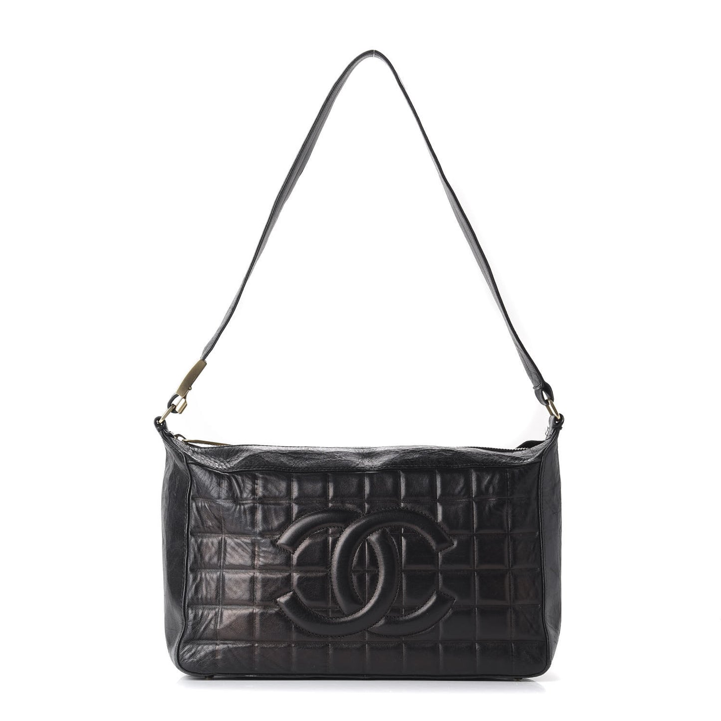 Quilted Medium Chocolate Bar Shoulder Bag Black