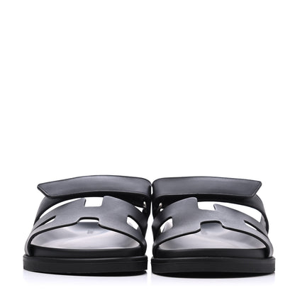 Hermes Calfskin Womens Chypre Sandals 37 Black 2 of 9