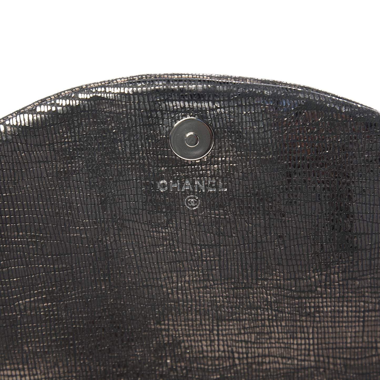 Iridescent Stamped Calfskin Half Moon Wallet On Chain WOC Silver