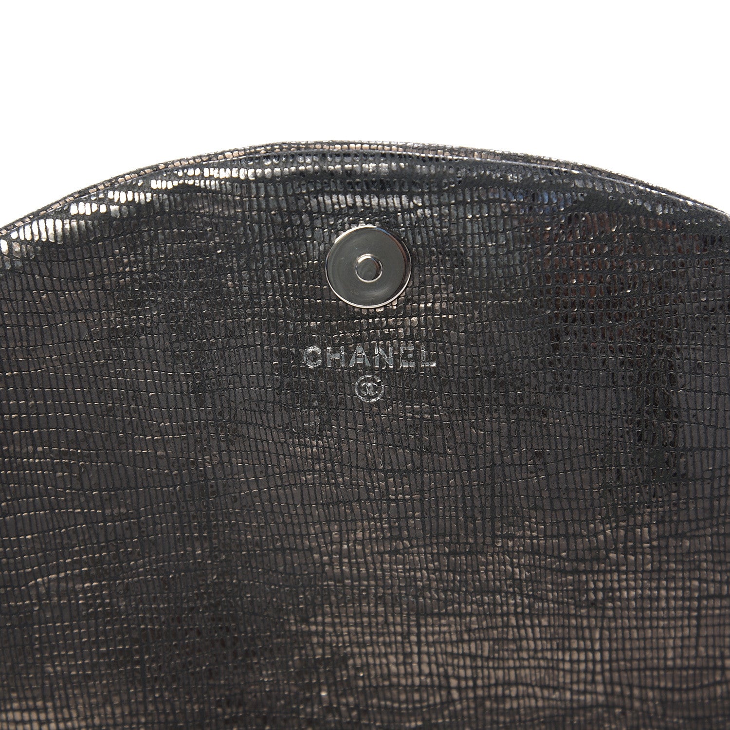 Chanel Iridescent Stamped Calfskin Half Moon Wallet On Chain WOC Silver 5 of 16