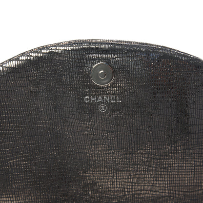 Chanel Iridescent Stamped Calfskin Half Moon Wallet On Chain WOC Silver 5 of 16
