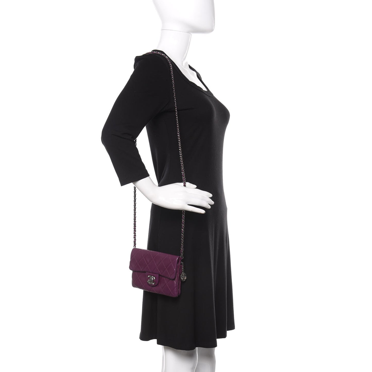 Lambskin Quilted Mini Mineral Nights Flap Crossbody Bag Purple