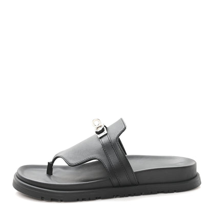 Hermes Calfskin Womens Empire Sandals 36 Black 1 of 9