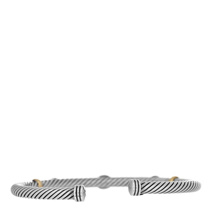 David Yurman Sterling Silver 18K Yellow Gold Blue Topaz Turquoise 4mm Renaissance Bracelet 2 of 4