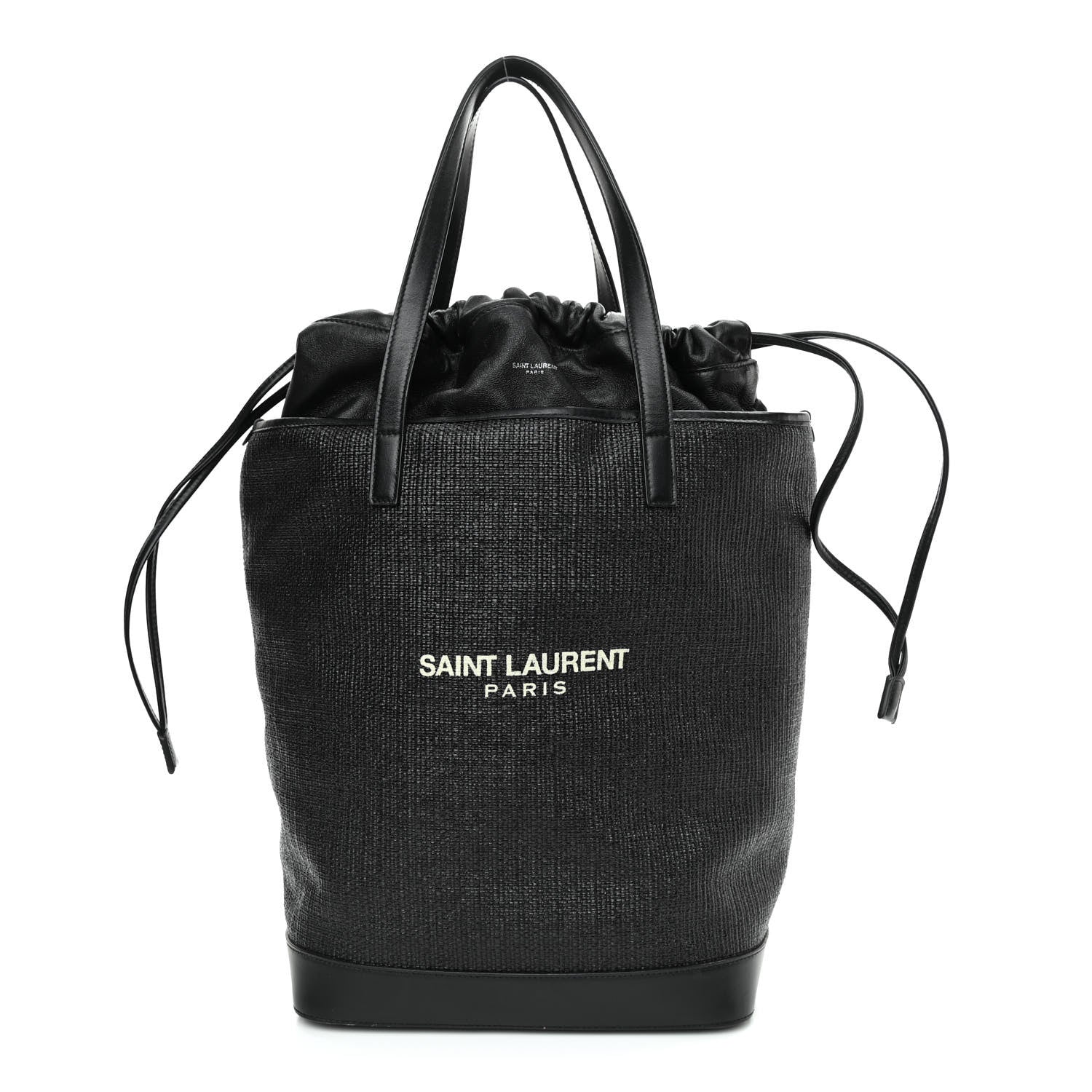 Saint Laurent Linen Canvas Teddy Shopping Bag Black 3 of 9